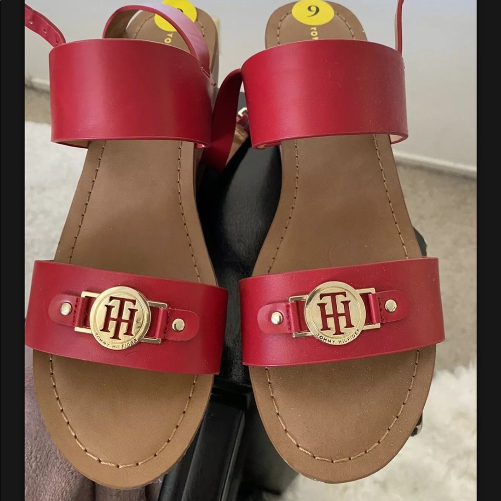 Tommy Hilfiger wedge sandals size 9